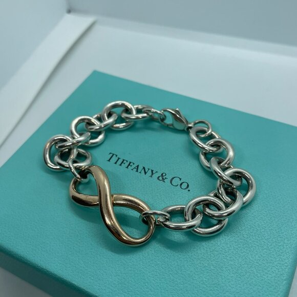 Tiffany & Co Authentic Chunky Large Link Rubedo Silver Infinity Bracelet 7.5" - Picture 11 of 14